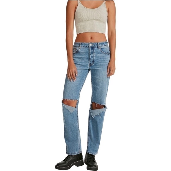 MADDEN GIRL 90’s Cut Out Wide Leg High Rise Mom Jeans Relaxed Fit US Sz 31 - Picture 1 of 12